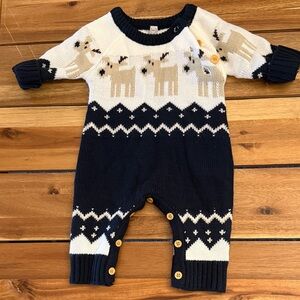 Adorable Reindeer Knit Baby Romper